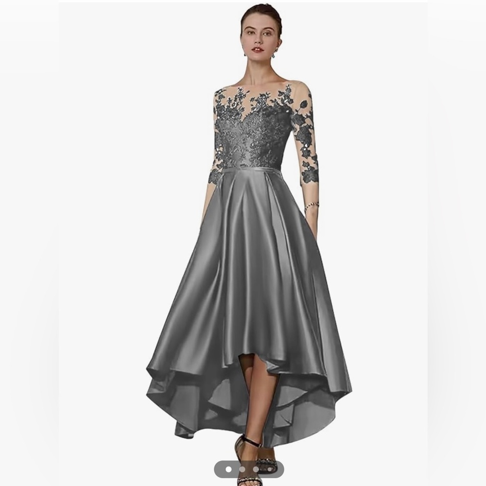Sophisticated Silver Lace Wedding Dress
